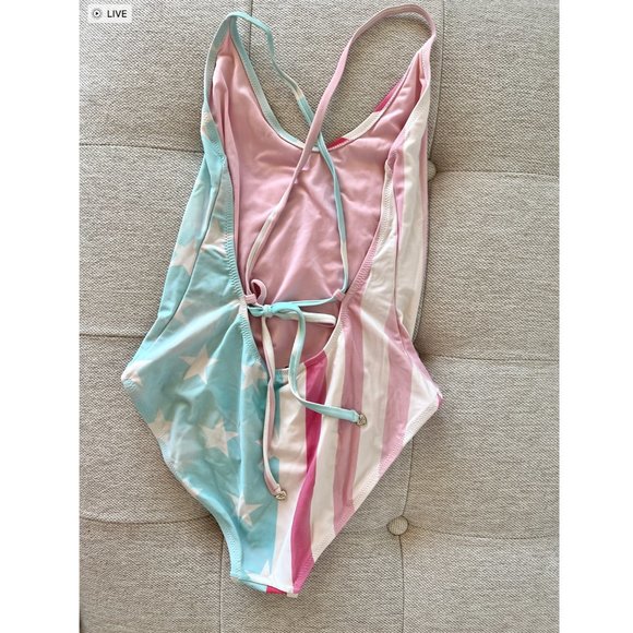WILDFOX SWIM Rare Vintage American Flag Classic One-Piece from Resort 2013, S - Picture 8 of 16